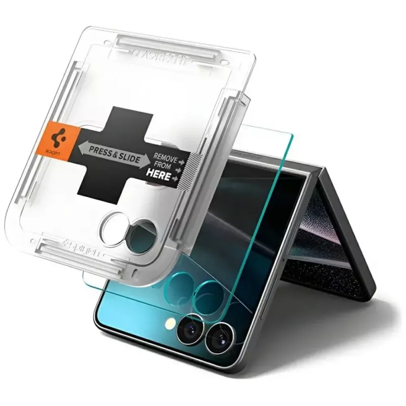 Ochrana displeja Spigen Glas.TR EZ FIT HD pre Samsung Galaxy Z Flip 7 – transparentná, 2 ks