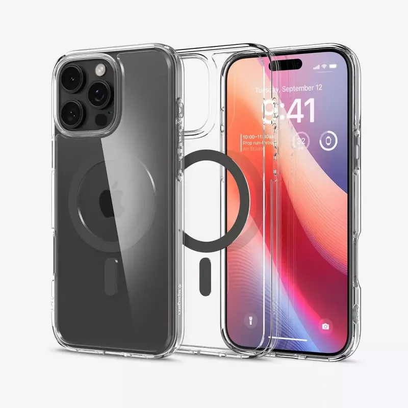 Puzdro na telefón Spigen Ultra Hybrid (MagFit) 17,5 cm grafitové transparentné