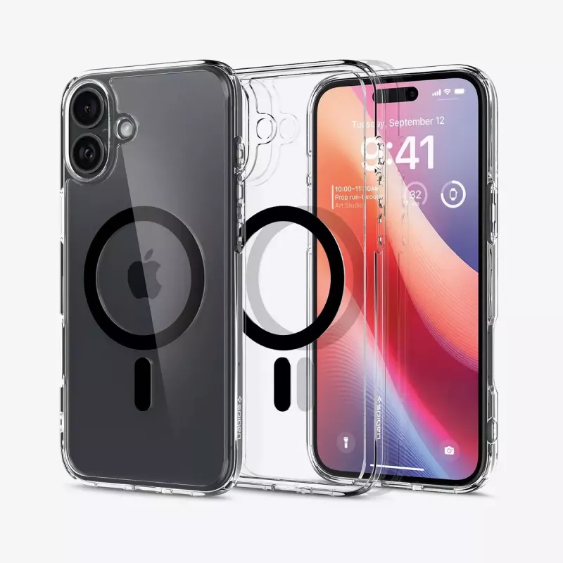 Puzdro na telefón Spigen Ultra Hybrid (MagFit) puzdro čierne transparentné pre iPhone 16 Plus