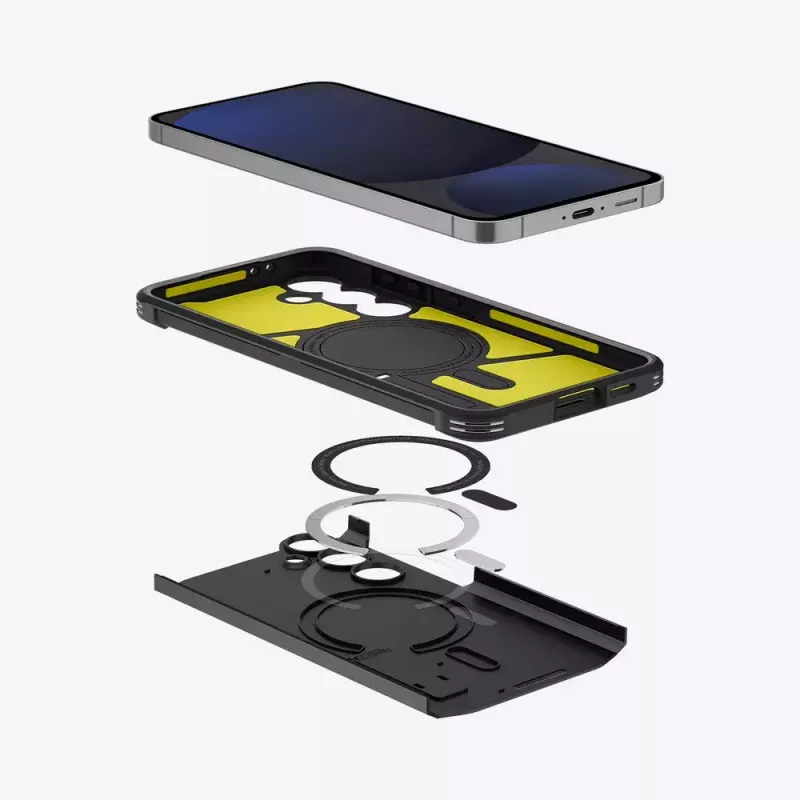 Kryt Spigen Tough Armor Galaxy S24 FE čierny stojan na stôl