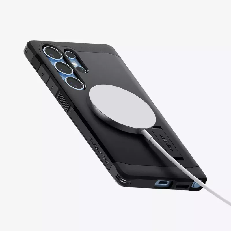 Kryt Spigen Galaxy S25 Ultra Tough Armor AI čierny stojan na stôl