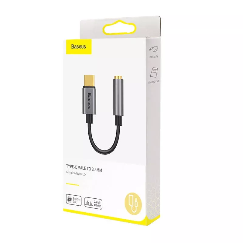 Baseus L54 audio adaptér USB-C + minikonektor 3,5 mm (čierna+sivá)