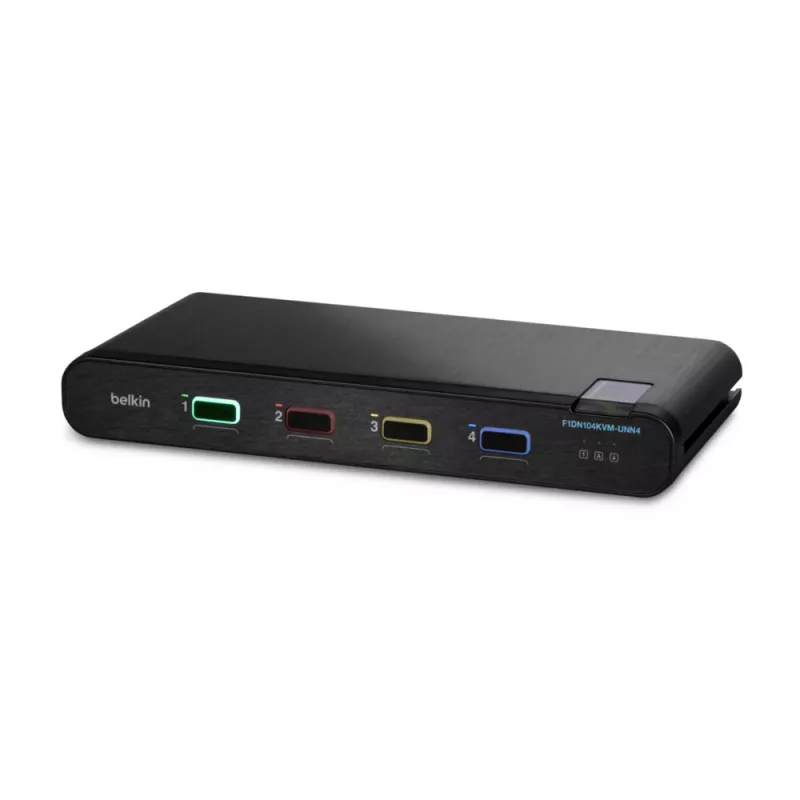 Belkin Universal Secure KVM prepínač F1DN104KVM-UNN4, 4 porty, jeden monitor, DP/HDMI na DP/HDMI, 2. generácia, bez CAC, PP4.0