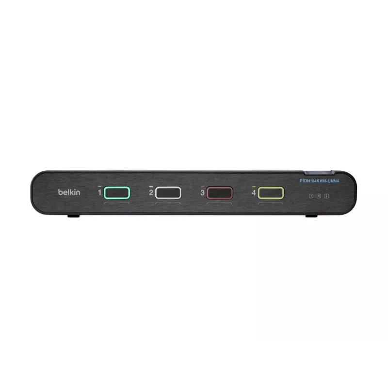 Belkin Universal Secure KVM prepínač F1DN104KVM-UNN4, 4 porty, jeden monitor, DP/HDMI na DP/HDMI, 2. generácia, bez CAC, PP4.0