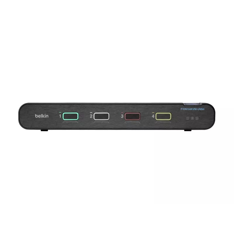 Belkin Universal Secure KVM prepínač F1DN104KVM-UNN4, 4 porty, jeden monitor, DP/HDMI na DP/HDMI, 2. generácia, bez CAC, PP4.0