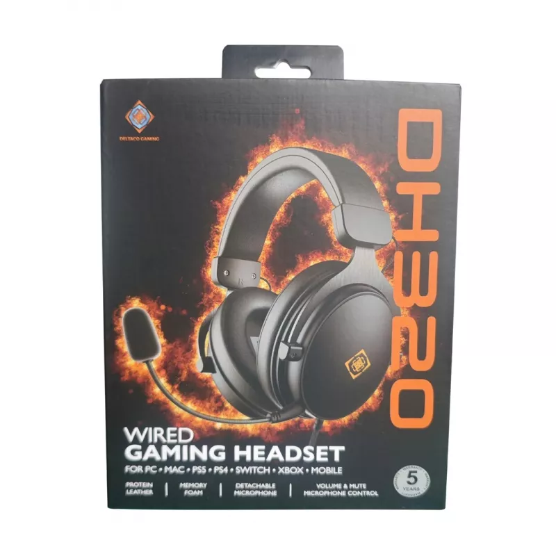 Deltaco GAM-190 herný headset proteinová koža 3,5 mm kábel čierny