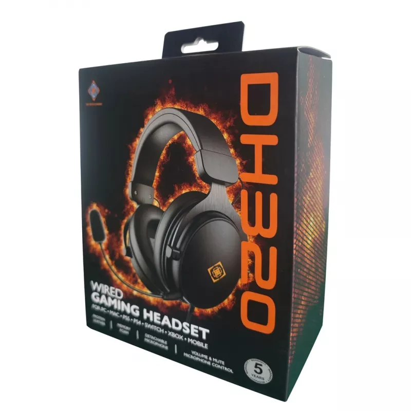 Deltaco GAM-190 herný headset proteinová koža 3,5 mm kábel čierny