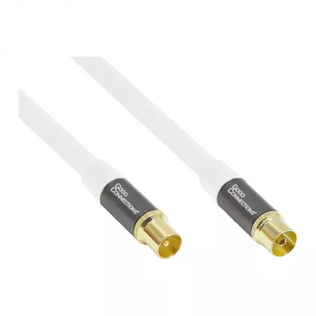 Anténny kábel SmartFLEX, IEC/koaxiálny konektor samec na konektor samica, pozlátený, štvornásobne tienený, tienenie 120 dB, biela, 1,5 m, Good Connections® (GC-M2042)