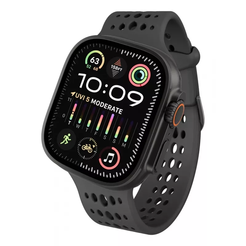 Decoded Silicone Ares O Band - silikónový remienok pre Apple Watch 44/46/49 mm (čierna)