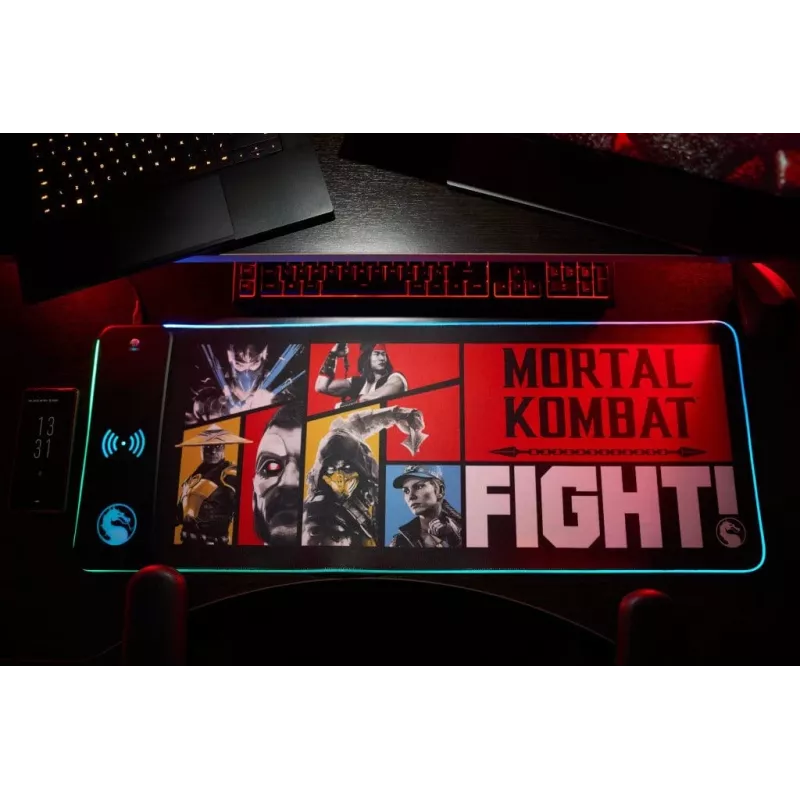 Numskull podložka pod myš Mortal Kombat + bezdrôtové nabíjanie 30x80cm