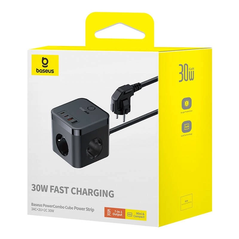 Baseus PowerCombo univerzálna predlžovacia zásuvka vnútorná čierna