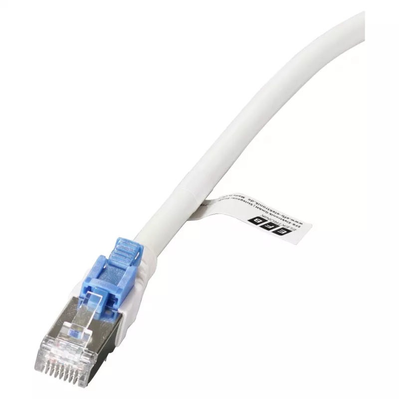 EFB RJ45 patch kábel Cat.6A S/FTP LSZH BC AWG26 uzamykateľný biely 0,5m