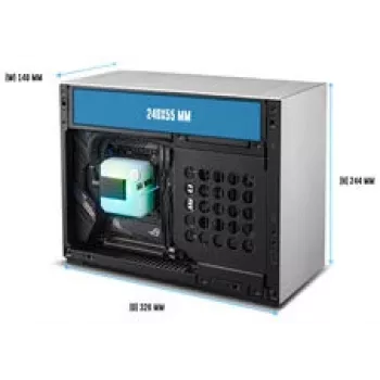 Lian Li x DAN Cases A4-H2O PC skriňa, Mini skriňa, Mini-ITX, PCIe 5.0 Riser – strieborná