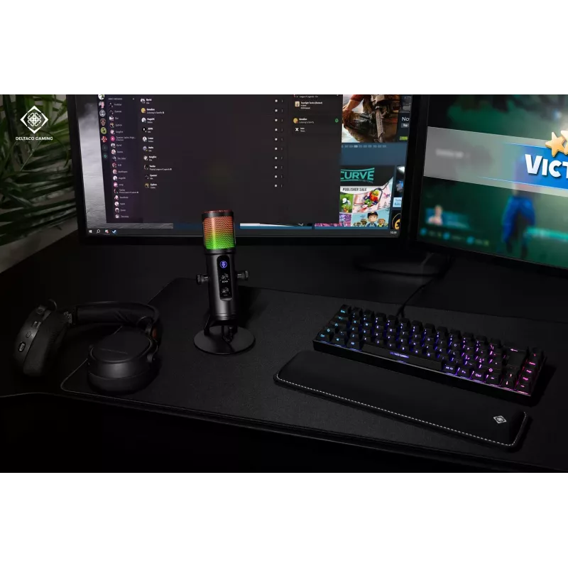 Deltaco Gaming RGB streamovací mikrofón čierny