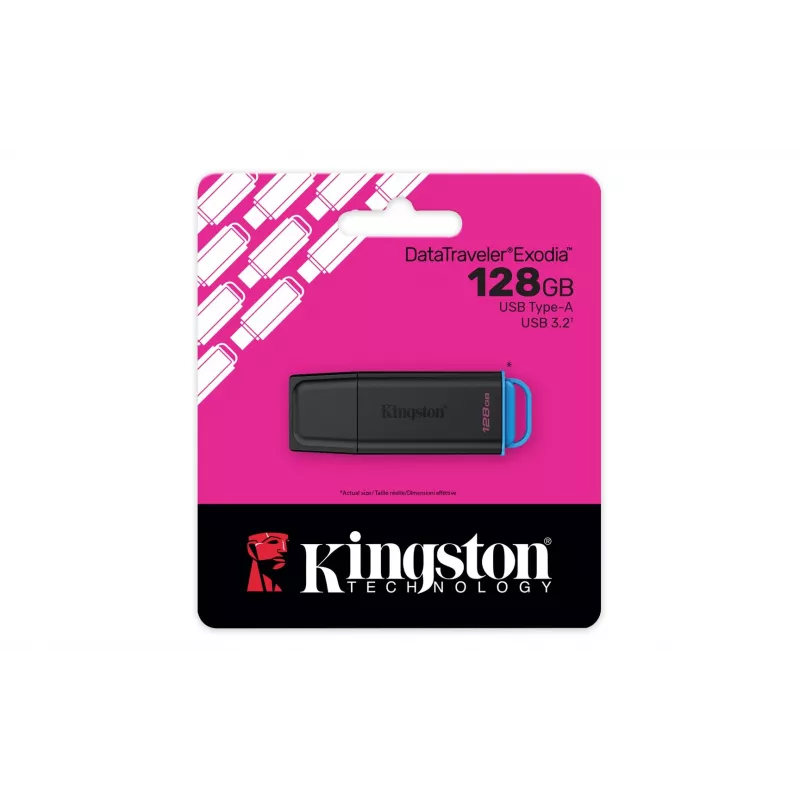 Kingston Technology DataTraveler 128GB prenosný USB 3.2 Gen 1 Exodia čierna/modrá