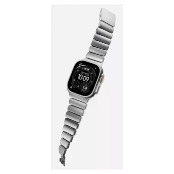 NOMAD Stratos Band - titánový náramok pre Apple Watch 49mm s FKM (prírodný titán, čierny FKM)