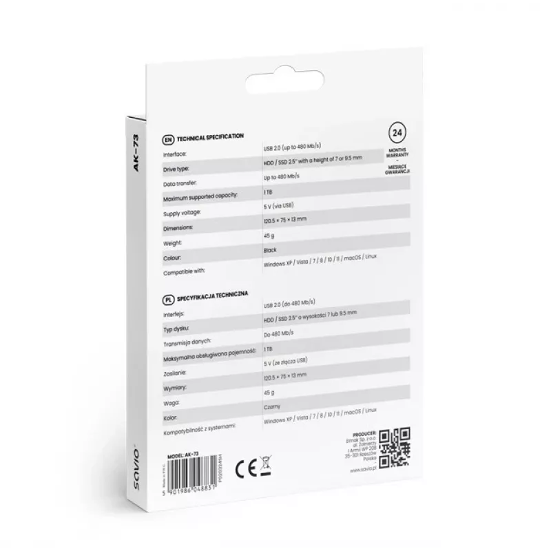 Externé puzdro na HDD/SSD AK-73 SAVIO