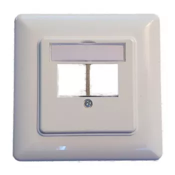EFB Elektronik 2-portová sada rámika Keystone ET-25091 — rovný vývod DIN49075, RAL9003 biela, rámik 80×80 mm s centrálnou doskou 50×50 mm