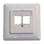 EFB Elektronik 2-portová sada rámika Keystone ET-25091 — rovný vývod DIN49075, RAL9003 biela, rámik 80×80 mm s centrálnou doskou 50×50 mm