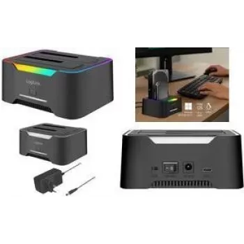 Dokovacia stanica LOGILINK Quickport QP0036, USB 3.2, 2-násobná pre 2,5/3,5 palca SATA HDD/SSD