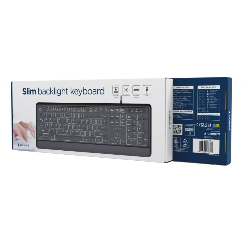 Klávesnica multimediálna USB ENG/ČIERNA KB-UML-04 Gembird
