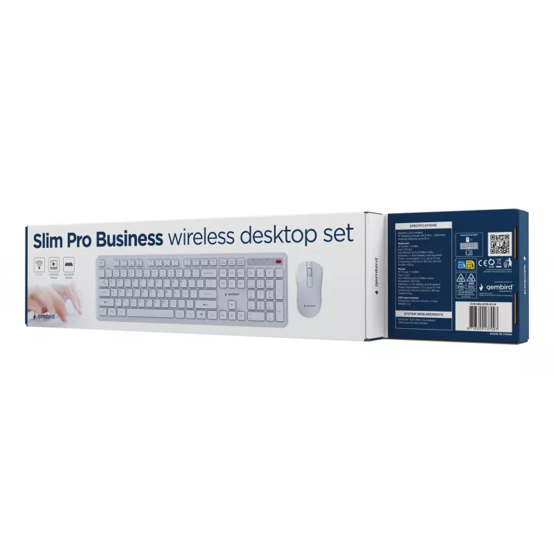 Klávesnica + myš bezdrôtová ENG/BIELA KBS-WPS-01-W Gembird