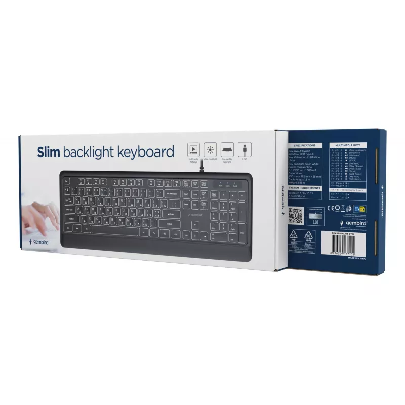 Klávesnica multimediálna USB CYRIL/Čierna KB-UML-04-CYRL Gembird