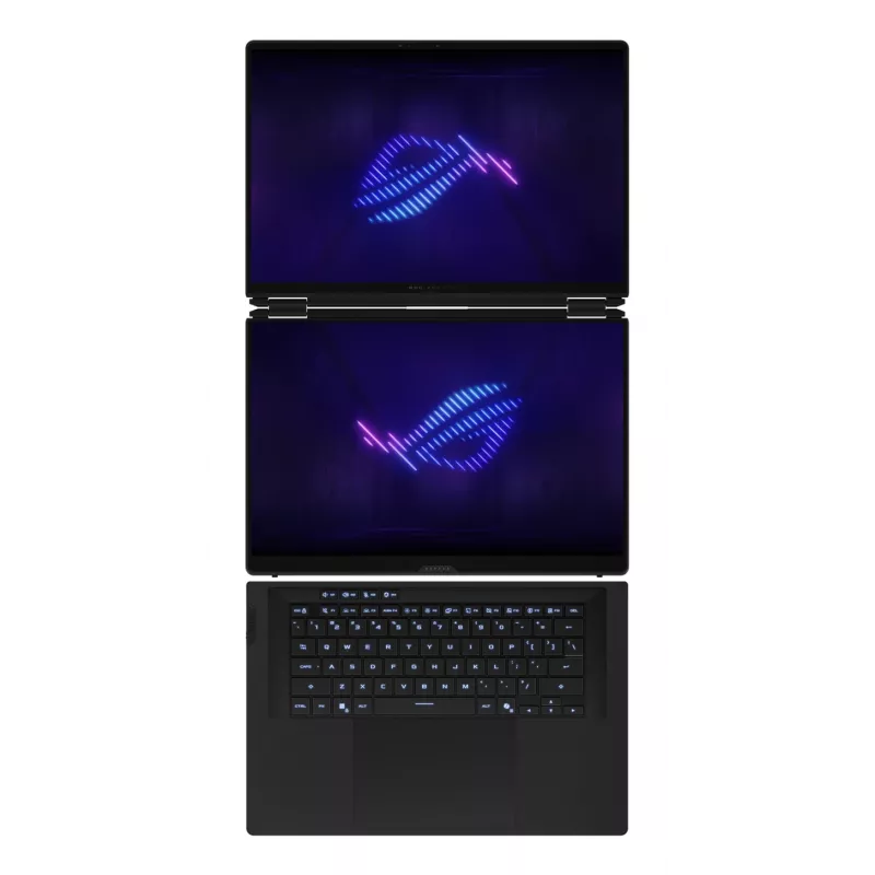 ASUS ROG Zephyrus Duo GX651AX-SR005X Intel Core Ultra 9 386H Hybrid (2-in-1) 40,6 cm (16 inch) dotykový displej WQXGA+ 64 GB LPDDR5x-SDRAM 2 TB SSD NVIDIA GeForce RTX 5090 Wi-Fi 7 (802.11be) Windows 11 Pro sivá