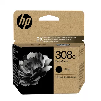 HP 308e EvoMore čierna originálna atramentová kazeta, štandardná výdrž, čierna, pigmentový atrament, 1 ks, 320 strán, jednotlivé balenie