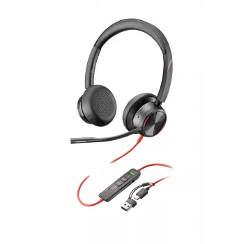 HP Poly Blackwire 8225 stereo USB-C headset +USB-C/A adaptér
