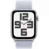 Apple Watch SE GPS 44 mm hliníkové puzdro strieborná, športový náramok Sport Loop Blue Cloud