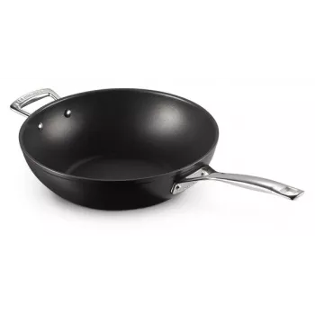 Le Creuset Toughened Non-Stick wok 30 cm čierna/strieborná