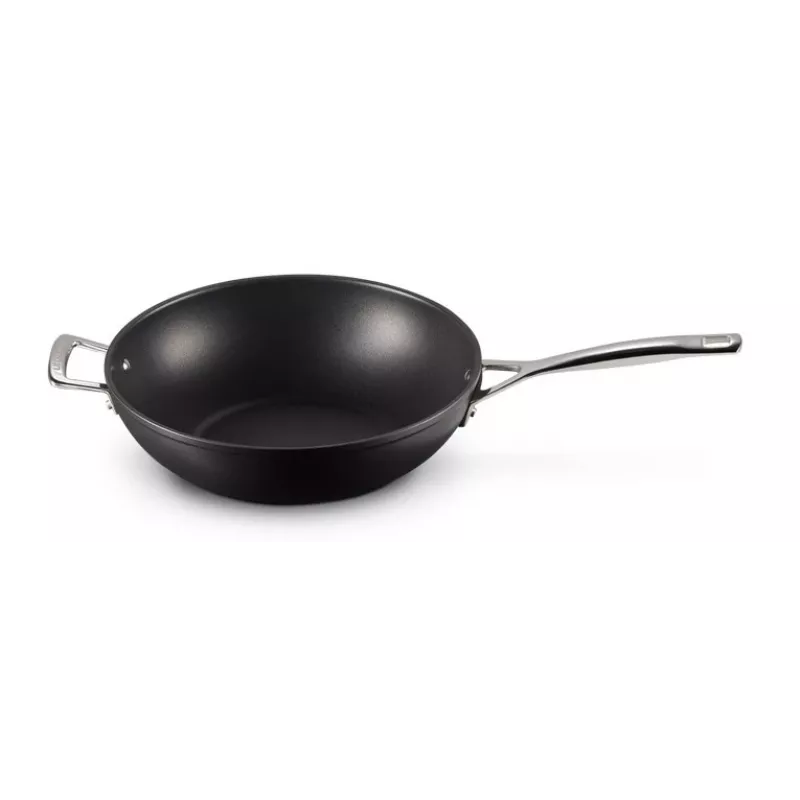 Le Creuset Toughened Non-Stick wok 30 cm čierna/strieborná