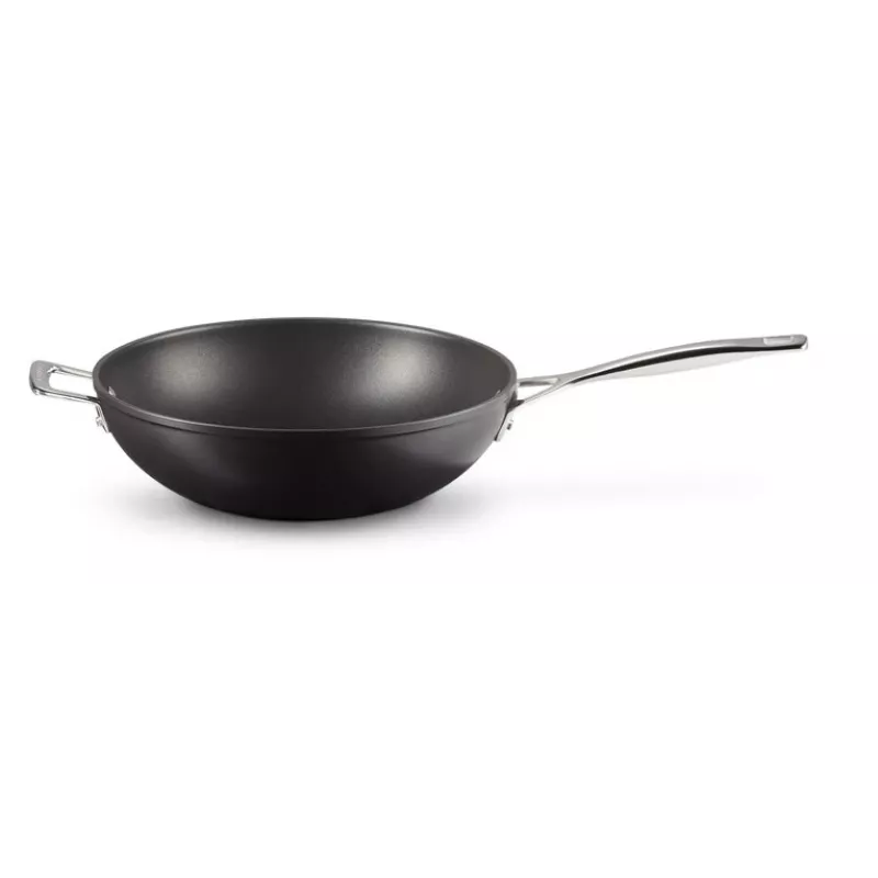 Le Creuset Toughened Non-Stick wok 30 cm čierna/strieborná