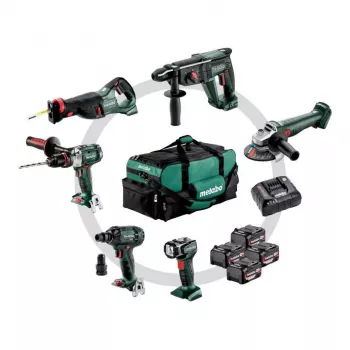 METABO Set COMBO 18V 6.1 (SB18LTX +SSW18LTX300BL +KH18LTX24 +W18L9-125QUICK +SSEP18LT +ULA) 4x4,0Ah taška