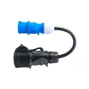 Adaptér z červenej 16A 400V CEE zásuvky 5-pólový konektor samica na modrú 16A 230V CEE 3P