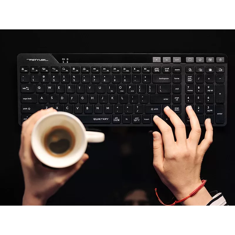 A4Tech Fstyler FBK27C AS Tichá klávesnica 2,4GHz+BT, čierna