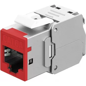 Goobay Keystone modul RJ45 CAT 6A, STP, tenký, červená (77948)