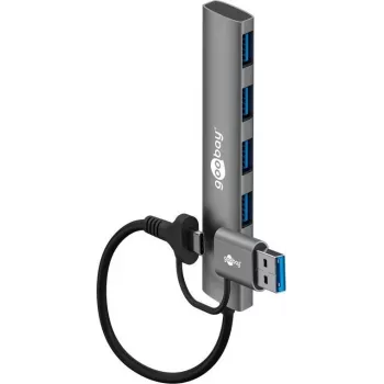 Goobay 2in1 tenký 4-portový USB hub, 5 Gbit/s (79149)