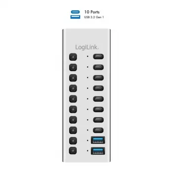 Hub USB3.2 Gen1 10 portov USB-A/C, vypínač