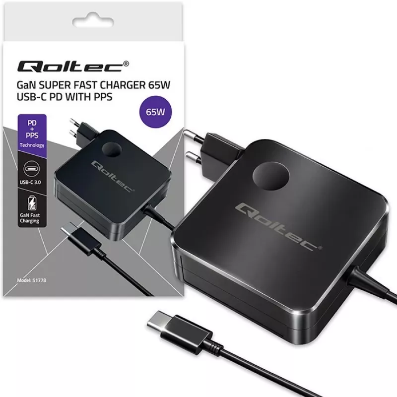 GaN 65W nabíjačka USB C PD PPS 5V 21V 3A 3.25A