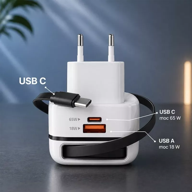 Nabíjačka USB-C 65W GaN PPS 5V 20V 3A 3,25A