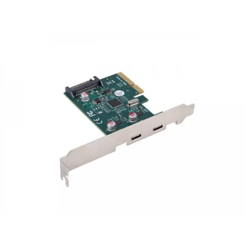Sieťová karta PCI Express x1 -> 2x USB-C 3.2 Gen 2x1 LED Low Profile