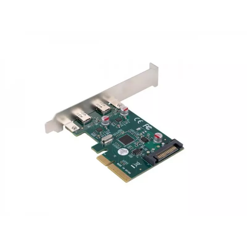 Sieťová karta PCI Express x1 -> 2x USB-C 3.2 Gen 2x1 LED Low Profile