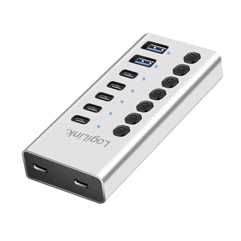 Hub USB 3.2 Gen1 7 portov USB-A/C, vypínač