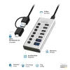 Hub USB 3.2 Gen1 7 portov USB-A/C, vypínač
