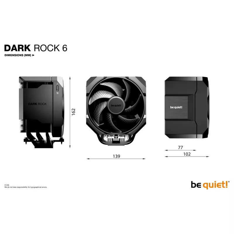 K chladič be quiet! Dark Rock 6 AMD AM5/AM4 Intel 1851/1700/1200/1150/1151/1155
