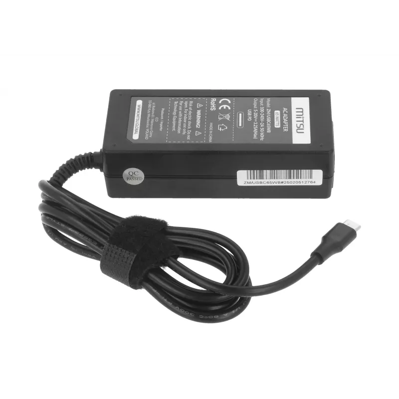 Napájací zdroj na notebook 65W USB-C 5V-9V-12V-15V-20V/3A, 20V/3,25A PD