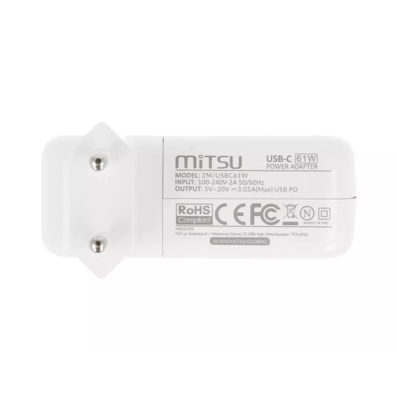 Napájací zdroj na notebook 61W USB-C 5V-9V-12V-15V-20V-20,3V/3A PD