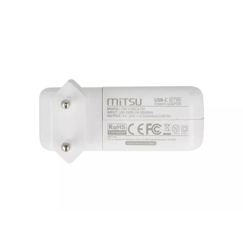 Napájací zdroj na notebook 67W USB-C 5V-9V-12V-15V/3A, 20V/3.35A PD